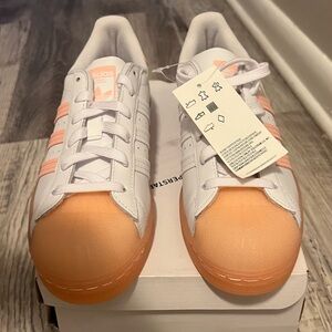 Adidas White and Peach Sneakers